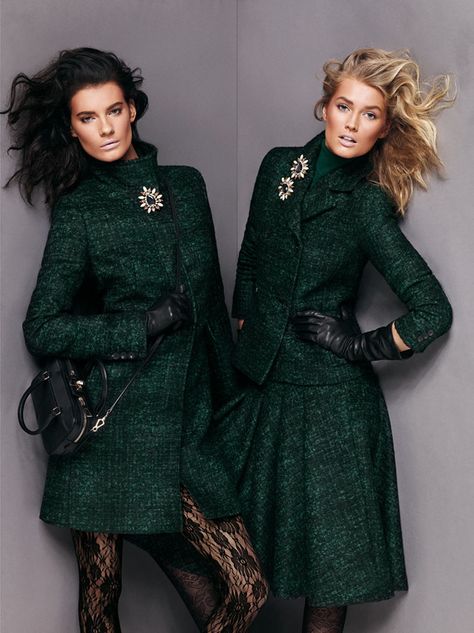 Toni Garrn, Green Inspiration, Campaign Fashion, Fashion Photography Inspiration, Trending Fashion Outfits, Groom Dress, Coat Fashion, Deep Green, Green Fashion