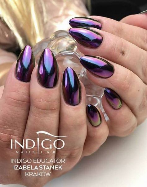 Makeup Nails Designs, Indigo Nails, Oil Spill, Black Nail, I Love Nails, Holographic Nails, Hot Nails, Unique Nails, Makati