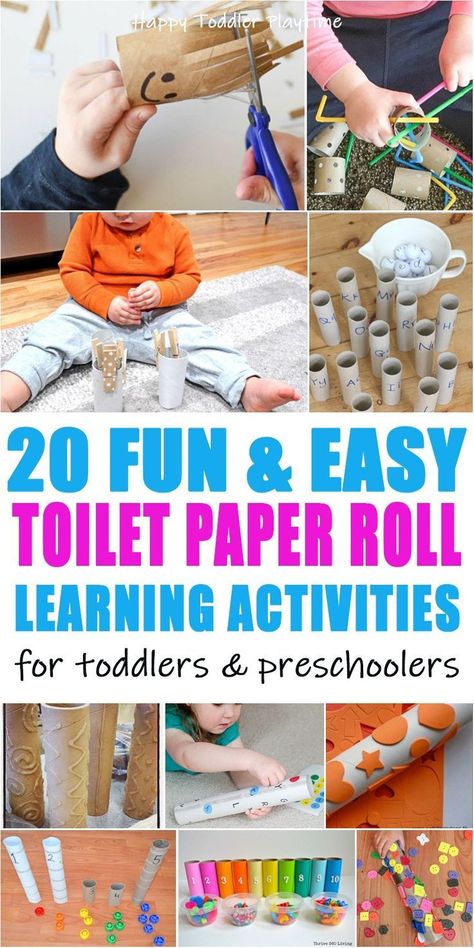 65+ Easy Toilet Paper Roll Activities - HAPPY TODDLER PLAYTIME Here are 65+ fun & easy toilet paper roll activities for toddlers and preschoolers! From sensory bins to crafts to learning activities and more!  #toddleractivities #preschoolactivities #toddlerfun Toilet Paper Roll Activities, Paper Roll Activities, Learning Activities For Toddlers, Bee Crafts For Kids, Toilet Paper Crafts, Toilet Paper Roll Crafts, Activities For Toddlers, Toddlers And Preschoolers, Paper Roll Crafts