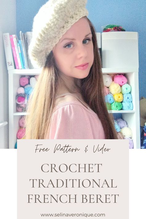 Crochet this beautiful traditional French beret with the free pattern and video tutorial. This crochet beret is perfect for beginners, and is perfect for the colder months as it is crocheted with super chunky yarn. This crochet beret is inspired by the original Parisian beret design, and has a distinct Emily In Paris vibe! Crochet Beret Free Pattern Easy, Crochet French Beret, French Beret Pattern, Beret Free Pattern, Crochet Beret Free Pattern, Crochet Beret Pattern, Feminine Crochet, Beret Pattern, Crochet Beret