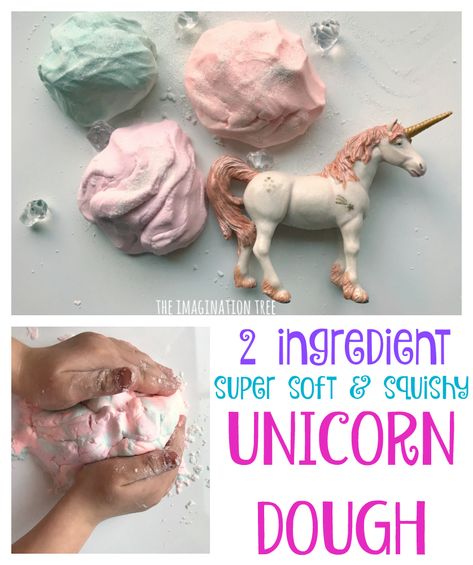 2 Ingredient Unicorn Dough - The Imagination Tree Imagination Tree, Senior Activities, Sleepover Activities, 2 Ingredient, Things To Do At A Sleepover, Play Dough, The Unicorn, Party Activities, Slumber Parties