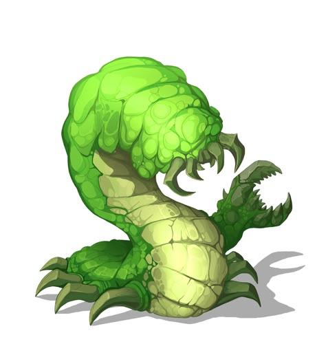 ArtStation - Poison Creeper, Alekzander Zagorulko Worm Concept Art, Worm Monster, Space Opera Art, Pet Anime, Cartoon Monsters, Forest Creatures, Creature Drawings, Monster Concept Art, Green Monsters