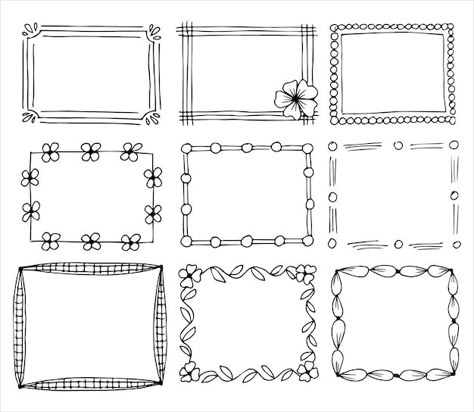 Free Vector | Decorative ornamental frames collection Simple Frames And Borders, Frame Sketch Drawings, Frames Ideas Drawing, Homework Design Ideas, Frame Design Aesthetic, Vintage Frame Drawing, Frame Border Design Aesthetic, Banners And Frames, Bujo Frames