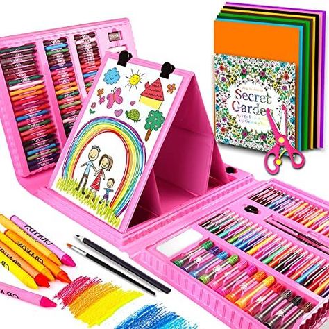 Art Supplies for Kids, Art Set, Art Kit, Drawing Kits, Art and Crafts with Origami Paper, Scissors, Coloring Book, Crayons, Markers, Kindergarten Homeschool Supplies Christmas Birthday Gift (Pink) School Supplies For Kindergarten, Kids Art Set, Items Aesthetic, Art Supplies For Kids, Drawing Kit, Pink Toys, Drawing Kits, Pink Drawing, Art Sets For Kids