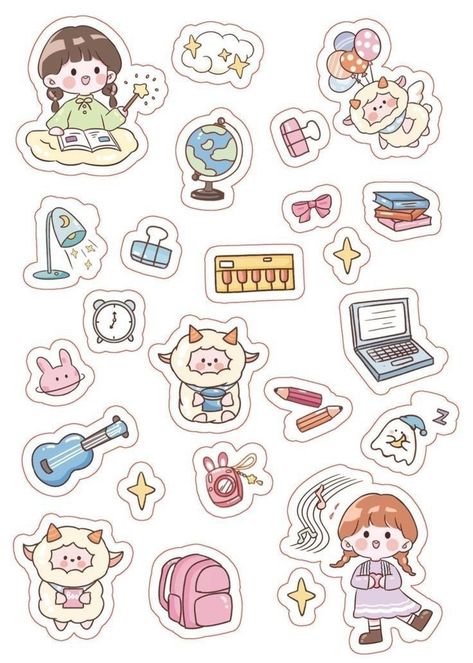 Cute Stickers To Print, Stickers Printable Cute, Stiker Journal, Cute Stickers Printable, Stickers Aesthetic Cute, Kdrama Cute, Cute Aesthetic Stickers, Cute Printables, Cute Cat Stickers