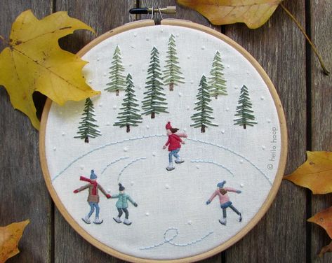 Hand Embroidery Patterns & Kits by HelloHoop on Etsy Winter Embroidery, Christmas Embroidery Patterns, Winter Cross Stitch, Christmas Embroidery Designs, Embroidery Christmas, Hand Embroidery Projects, Hand Embroidery Pattern, Hand Embroidery Stitches, Embroidery Hoop Art