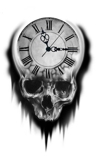 Tattoo Design Ideas:  Skull Clock. Zombie Tattoos, Clock Tattoo Design, Tattoo Skull, Biomechanical Tattoo, Skull Art Drawing, Creepy Stuff, Skulls Drawing, Watch Tattoos, Clock Tattoo