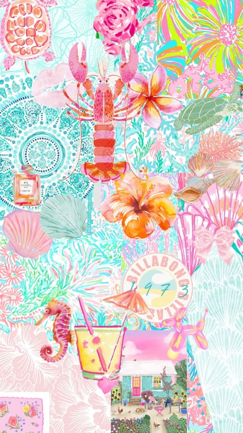 Lily Pulitzer Wallpaper, Reset Ideas, Summer Reset, Summer Prints Wallpaper, Beachy Wallpapers, Beach Glow, Summer Collage, Beachy Girl, Ipad Widgets