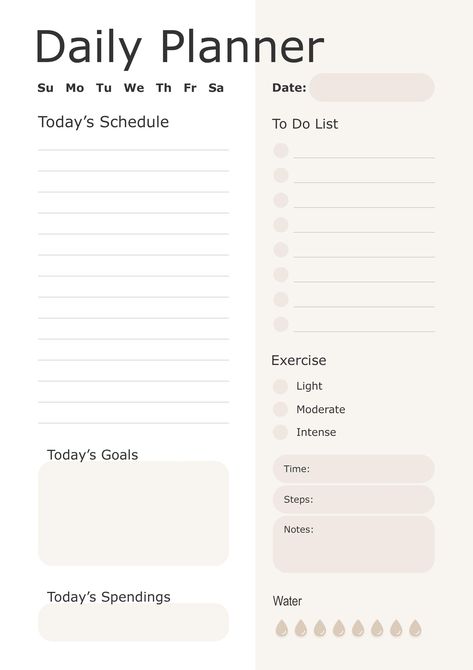 Today's Schedule, Daily Planner, To Do List