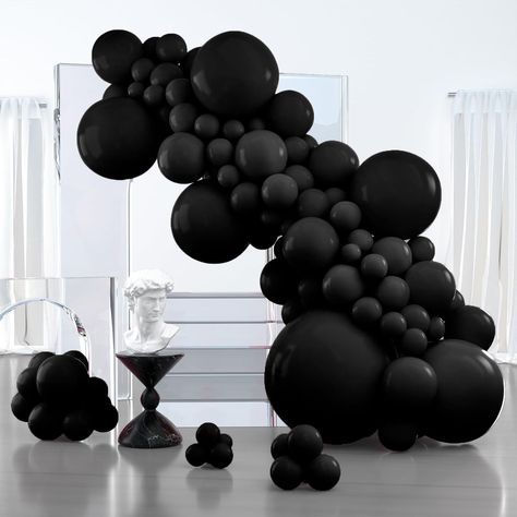 36 Inch Balloons, All Black Party, Black And White Balloons, Black And Gold Balloons, Black Balloon, Balloon Kits, Paper Streamers, Green Balloon, Black Balloons