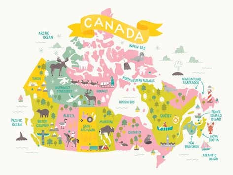 HAPPY CANADA DAY! Map of Canada by Jacqui Lee Map Of Canada, Nyc Subway Map, Montana Vacation, Canada Map, Ombre Background, Map Illustration, Germany Map, Happy Canada Day, Moving To Canada