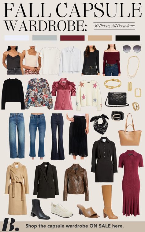 This Gorgeous Fall Capsule Wardrobe is Completely ON SALE! 2 Week Fall Travel Capsule, Women’s Fall Wardrobe Capsule, French Fall Capsule Wardrobe 2024, Old Navy Fall 2022 Capsule, Capsule Wardrobe 2025 Fall/winter, Denim Biker Jacket, Stylish Outfits For Women Over 50, Fashion Inspiration Board, Love Jeans