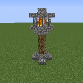 Medieval Nordic Lightpost - Blueprints for MineCraft Houses, Castles, Towers, and more | GrabCraft Minecraft Light Post, Minecraft Lamp Post, Medieval Lamp, Minecraft Lantern, Minecraft Lamp, Minecraft Medieval Village, Minecraft Castle Blueprints, Minecraft Light, Minecraft Statues