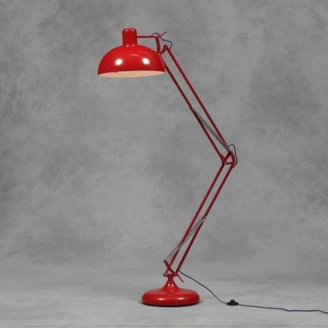 Floor Lamps | Tripod Floor Lamps|Arc Floor Lamps + MORE|Homesdirect365 Oversized Floor Lamp, Lamp Purple, Retro Floor Lamps, Red Floor Lamp, Floor Desk, Red Desk, Desk Lamp Design, Desk Styling, Classic Desk