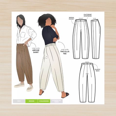 StyleArc Twig Woven Pant - various sizes - 4-16 Barrel Pants Pattern, Barrel Pants Sewing Pattern, Elastic Waist Pants Pattern, Barrel Pants, Unique Sewing Patterns, Style Arc, Diy Pants, Trouser Pattern, Knitting Notions