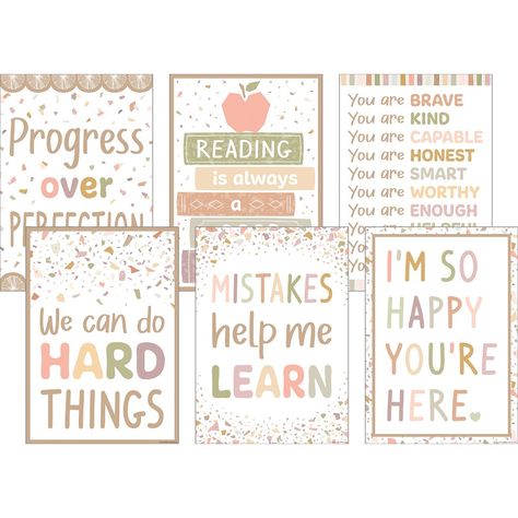 Teacher Created Resources® Terrazzo Tones Positive Poster, Set of 6 | Inspire and motivate kids of all ages. Brightens any classroom! Measures 13-3/8" x 19". Set comes with 6 posters. Teacher Styles, Classroom Decor Boho, Pastel Classroom Decor, Classroom Aesthetic, Teacher Items, Boho Classroom, Classroom Idea, Zen Den, Room Theme