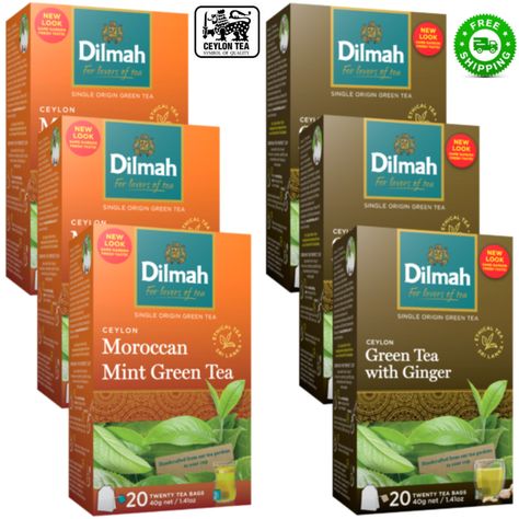 New! Dilmah Ceylon Moroccan Mint Green & Green Tea with Ginger 20 Tea bags x 06 packs was just added to eBay. Check it out! #eBay #eBaySeller Moroccan Mint Tea Benefits, Green Tea With Ginger, Tea With Ginger, Strawberry Jasmine Green Tea, Dilmah Tea, Green Tea For Belly Fat Loss, Ceylon Tea, Green Tea Powder, Tea Bags