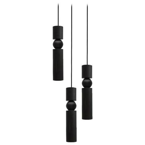 Fulcrum Chandelier 3-Piece, Matte Black Luxury Black Pendant Jewelry, Chandelier Matte Black, Modernist Huge Black Chandelier, Steel Pendant Light, Black Cylinder Pendant Light, Wood Lamp Design, Modernist Black Chandelier, Black Light Fixture, Tube Light