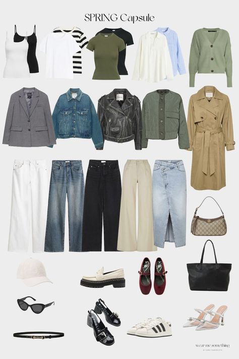 This guide simplifies how the spring wardrobe capsule should look like. Remember to not copy paste, because everyone is different and you may not need that many jackets or shoes, but if you have everything or a part from this small guide, you're already good to go and now you can only mix and match. Have fun styling 💙 SpringCapsule, WardrobeEssentials, MinimalistStyle, MixAndMatch, KeyItems, SpringEssentials, CapsuleCollection, EffortlessOutfits, SpringEdit, WardrobeBasics, ClosetOrganization Spring Wardrobe Capsule, Everyone Is Different, Wardrobe Capsule, Spring Capsule, Spring Capsule Wardrobe, Copy Paste, Spring Wardrobe, Effortless Chic, Mix N Match