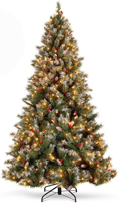 Amazon.com: Best Choice Products 6Ft Pre-lit Pre-Decorated Pine Hinged Artificial Christmas Tree w/ 818 Flocked Frosted Tips, 58 Pine Cones, 58 Berries, 250 Lights, Metal Base : Home & Kitchen Frosted Tips, 6ft Christmas Tree, Frosted Christmas Tree, Fiber Optic Christmas Tree, Prelit Tree, Pre Lit Christmas Tree, Cool Christmas Trees, Office Holiday, Outdoor Decorations