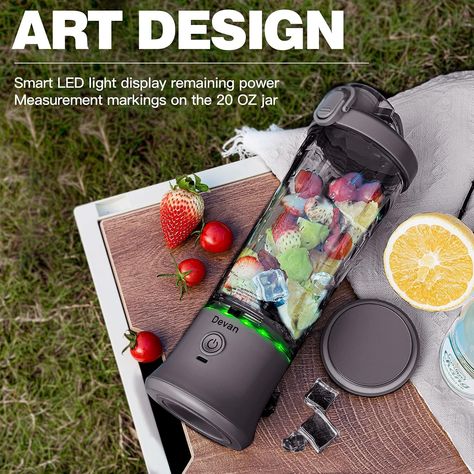 Blend on the go with the AquaBlend Waterproof Portable Blender. With 270W power and USB rechargeability, enjoy shakes and smoothies anytime. Comes with 20 oz BPA-free cups and travel lid. Sip in style, anywhere! 🔌🏞️ #PortableBlender #OnTheGoBlend #BPAFreeCups #USBRechargeable Shakes And Smoothies, Fresh Fruit Juice, Fruit Juicer, Frozen Fruits, Smoothie Makers, Smoothie Cup, Jar Design, Smoothie Blender, Portable Blender