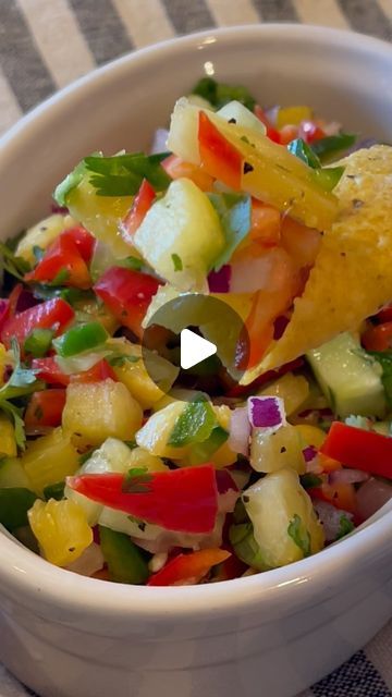 Jean Smith, Pineapple Salsa, Fresh Pineapple, Red Bell Pepper, Stuffed Jalapeno Peppers, Bell Pepper, Large Bowl, Red Onion, Mexican Food