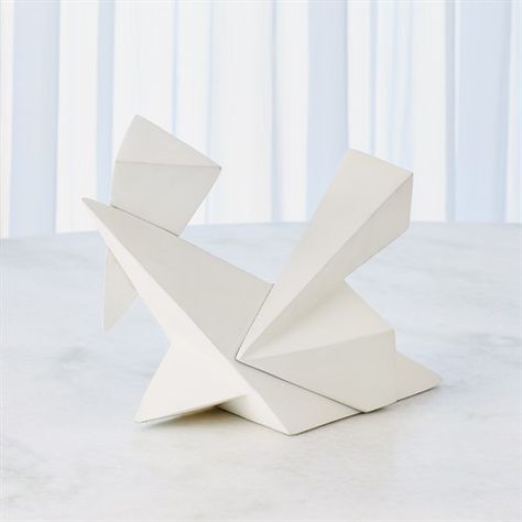 Angular Outcrop Sculpture-White-Sm Angular Sculpture, Timeless Simplicity, Architectural Sculpture, Global Views, Small Sculptures, Affordable Furniture, Abstract Sculpture, Cast Aluminum, White Paints