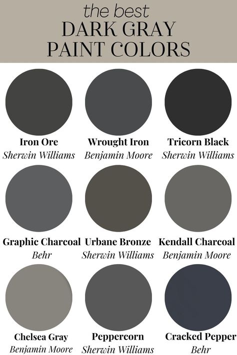 Dark Gray Outdoor House Paint, Best Dark Paint Colors, Dark Gray Paint, Dark Gray Paint Colors, Dark Blue Paint Color, Best Gray Paint Color, Gray Paint Colors, Green Grey Paint, Dark Blue Paint