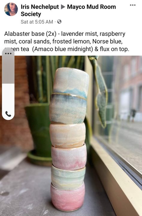 Pastel Glaze Ceramic, Pottery Glaze Before And After, Mayco Alabaster Glaze, Mayco Alabaster Glaze Combinations, Cone 6 Glaze Combinations, Alabaster Glaze Combinations, Lavender Mist Glaze Combinations, Green Tea Glaze Combinations, Ceramic Glaze Recipes Cone6