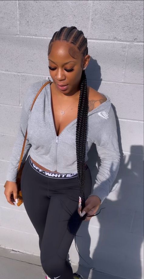 Big Cornrow Braids, Braiding Hairstyle, Cornrows Braids For Black Women, Braided Hairstyles For Black Women Cornrows, Feed In Braids Hairstyles, Goddess Braids Hairstyles, Braids Styles, Fringe Bangs, Quick Weave Hairstyles