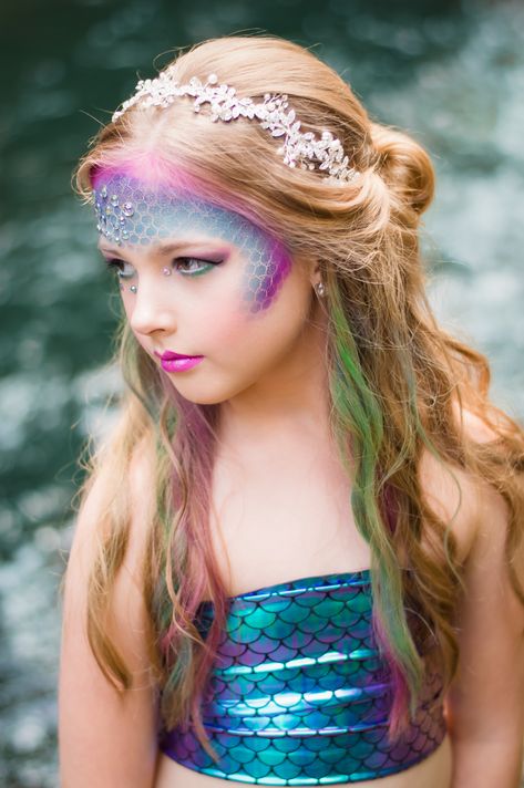 Mermaid Photoshoot  Mermaid Makeup & Hair Mermaid Hair And Makeup, Simple Mermaid Makeup, Mermaid Costume Ideas, Girl Mermaid Costume, Mermaid Base, Mermaid Costume Makeup, Little Mermaid Makeup, Mermaid Face Paint, Mermaid Photo Shoot