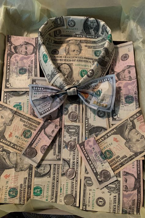 money shirt made out of dollar bills #gifts #bowties Dollar Bills, Money Crafts Dollar Bills, How To Make A Shirt Out Of Money, Money Decorations, Bouquet Of Money, Money Bouquet Birthday For Men, Money Bouquet Diy Dollar Bills, Money Dress Dollar Bills, Money Bowtie