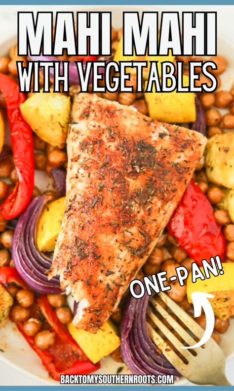 Oven Baked Mahi Mahi with Vegetables Mahi Recipes Baked, Mahi Mahi Recipes Baked Ovens, Mahi Mahi Recipes Baked, Mahi Recipes, Frozen Vegetable Recipes, Baked Mahi Mahi, Mahi Mahi Recipes, Fish And Vegetables, Pumpkin Vegetable