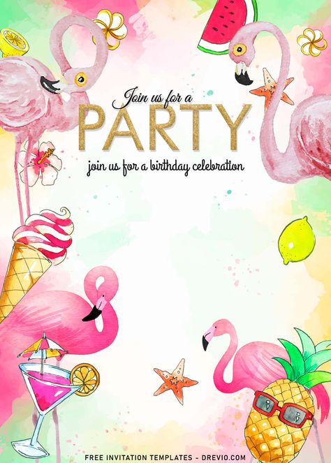 Nice 11+ Cute Girly Pink Flamingo Birthday Invitation Templates           Invite all of your family and friends to your special occasions with our variety of invitations. Our gorgeous designs are available for free and ... Flamingo Party Invitation, Flamingo Birthday Party Invitations, Pool Birthday Invitations, Pink Flamingo Birthday, Flamingo Birthday Invitations, Pool Party Invitation Template, Flamingo Invitation, Flamingo Themed Party, Flamingo Birthday Party