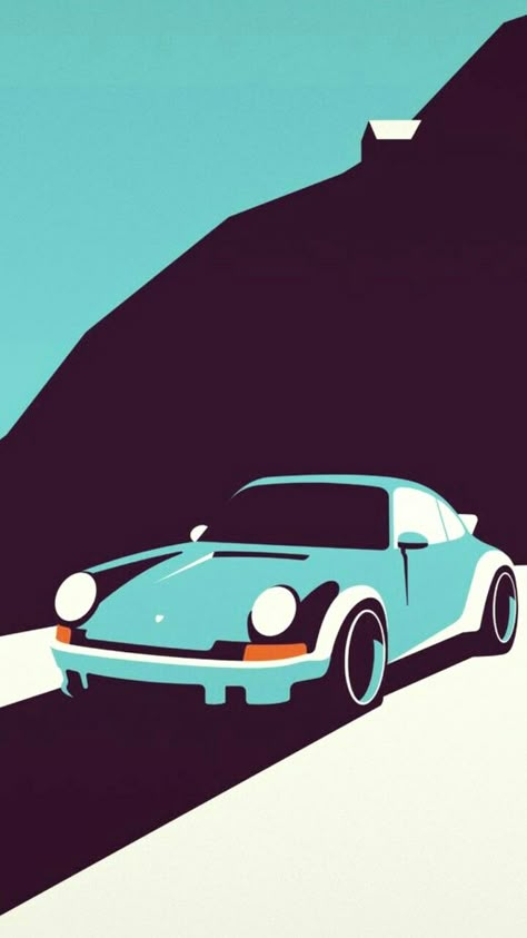 Classic Cars Illustration, Porsche Illustration Graphic Design, Graphic Design Artwork, Vintage Car Prints, Porsche Poster Graphic Design, Porsche Posters Vintage, Late Night Cruise, Car Design Sketch Draw, Car Illustration Art