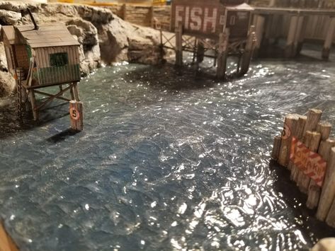 Waterfront Garden, How To Make Water, Model Training, Making Water, Train Table, Toy Trains, Model Train Sets, Model Train Scenery, Christmas Village Display