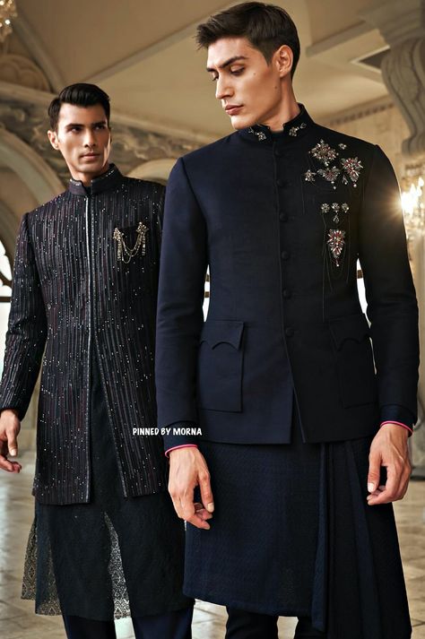 Shantnu & Nikhil - India 🇮🇳 Indowestern Outfits For Men, Indo Western Outfits For Men, Mens Suit Colors, Indo Western Dress For Men, India Fashion Men, Indowestern Sherwani, Indian Wedding Clothes For Men, Sherwani For Men Wedding, Wedding Kurta For Men