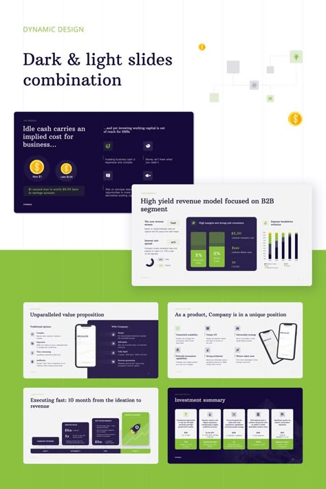 A winning pitch deck design for fintech startup. Get more inspiration from our portfolio on Behance that showcases examples of our investor deck designs for seed-Series A+ startups and learn how to make your presentation stand out. #investordeck #fintechblockchain #blockchainstartup #powerpointdesign #startupfunding #venturecapital #fundraising #businessplan #presentationdesign #blockchaintechnology #fintechstartup #behance #keynote #investmentpresentation #blockchaininvesting #finance Pitch Deck Startups, Powerpoint Examples, Pitch Deck Design, Pitch Presentation, Presentation Slides Design, Startup Funding, Presentation Deck, Presentation Design Layout, Fintech Startups