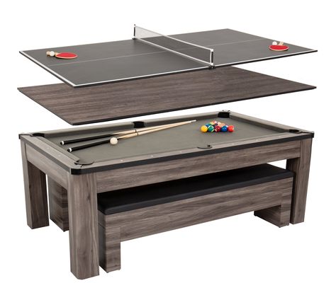 American Legend Hampton 3-in-1 Combination Table Includes Billiards, Table Tennis, & Dining Table & Reviews | Wayfair Foldable Pool Table, Table Tennis Conversion Top, Billiards Table, Storage Bench Seating, Storage Benches, Game Room Family, Upholstered Storage Bench, American Legend, Room Redo