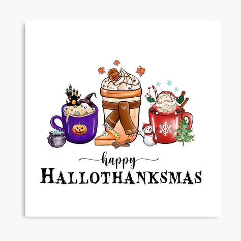 Happy Hallothanksmas - it's holiday season by doodle189 | Redbubble Story Creative, Coffee Sublimation, Happy Hallothanksmas, Gift Logo, Coffee Png, Nurse Hat, Enjoy Coffee, Halloween Coffee, Shirt Pillow