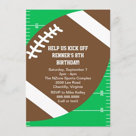 Sports Football Birthday Party Invitation Football Office, Football Birthday Party Invitations, Wild West Birthday Party, Wild West Birthday, Sports Birthday Invitations, Birthday Football, Birthday Party Card, Coach Appreciation, Movie Night Birthday Party