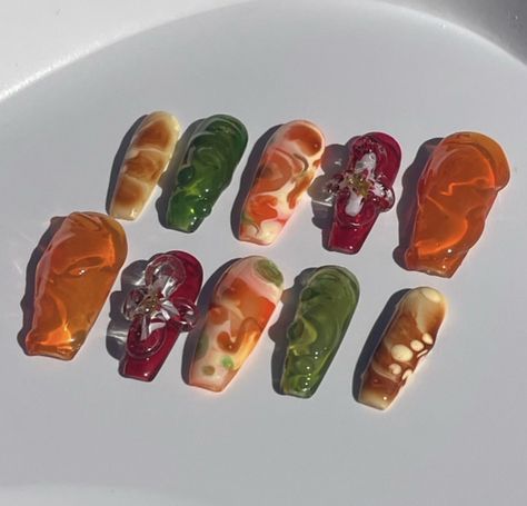 3D gel nails jelly nails flower nails blooming gel press on nails Jelly Nails 3d, Glitter Blooming Gel Nails, 3d Jelly Nails, Nail Jell, Gel Nails Jelly, Nails Blooming Gel, Jelly Press On Nails, 3d Gel Nails, Mail Inspo