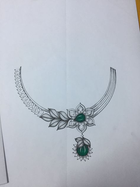 Jewellery Drawing Sketches, Necklace Designs Drawing, Necklace Illustration Drawing, Necklace Sketch Design, Jewelry Design Drawing Necklaces, Jwellery Designing Drawing, Jewellery Design Sketches For Beginners, Necklace Drawing Sketch Simple, Necklace Sketch