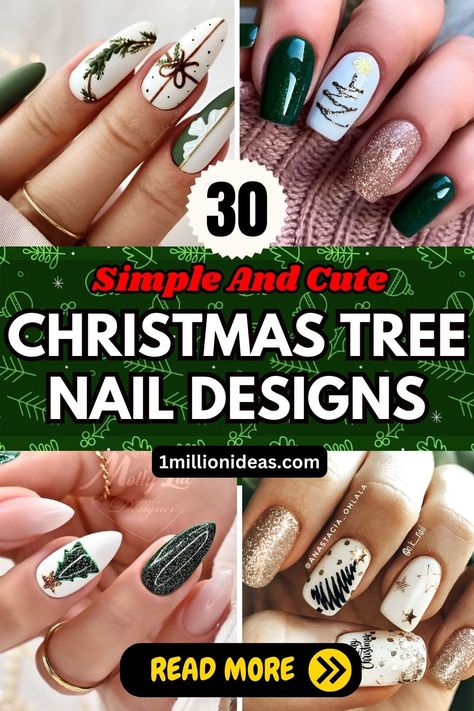 Christmas Tree Nail Designs Tree Nail Designs, Christmas Tree Nail Designs, Professional Nail Designs, Christmas Tree Nail Art, Festive Manicure, Christmas Tree Nails, December Nails, Tree Nails, Colors For Dark Skin