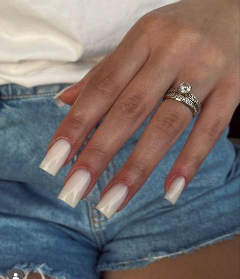 Wedding Square Nails, Medium Square Nails, Short Gel Nails, Purple Acrylic Nails, Fancy Nails Designs, Blush Nails, Colored Acrylic Nails, Neutral Nails, Minimalist Nails