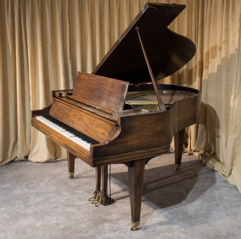 This piano is made of beautiful imported Honduran mahogany wood and is of the Traditional style.  Since the piano was originally done in a neutral brown color, the instrument can be finished to match virtually any shade of mahogany.  The buyer will be able to choose the shade and color of the mahogany finish to suite their décor. For more information or to purchase, please visit the website. #pianoforsale #grandpiano #furniture #antiques #antiquefurniture #interiordesign #decor #dwell #decoridea Brown Grand Piano, Brown Piano, Furniture Reference, Wood Piano, Silent Sky, Piano Restoration, Piano Shop, Piano Forte, Antique Piano