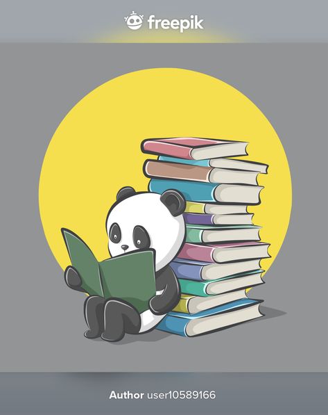 Panda Reading Book, Panda Emoji, Panda Illustration, Panda Lindo, Pile Of Books, Diy Birthday Gifts For Friends, Panda Love, Dream Baby, Kawaii Doodles