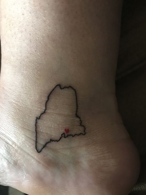 State of Maine tattoo ankle Small Maine Tattoo, State Of Maine Tattoo Ideas, Maine Tattoo Ideas, Georgia Tattoo, Maine Tattoo, Tattoo Ankle, Sisters Tattoo, State Of Maine, Tattoos Ideas