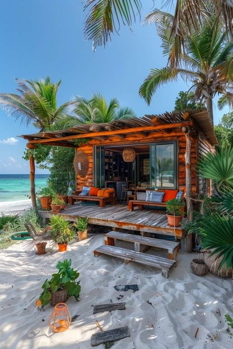 Beach Shack Decor, Homestead Decor, Tiny Beach House, Beach Shacks, Small Beach Houses, Tropical Lifestyle, Outdoor Restaurant Design, Cabin Tiny House, Dream Beach Houses