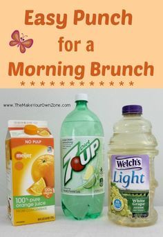 Quick and simple recipe for punch for a brunch. Perfect for a bridal shower or a baby shower or any time you need a tasty punch recipe for a large group. Easy Punch Recipe, Brunch Punch, Easy Punch Recipes, Easy Punch, Party Punch Recipes, Morning Brunch, Punch Drinks, Breakfast Party, Punch Recipe